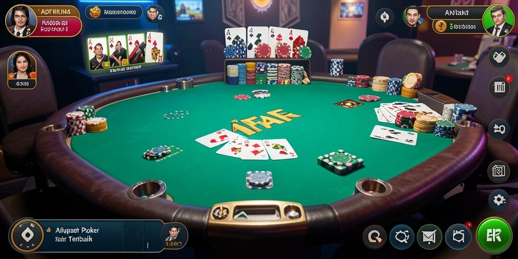 Tampilan screenshot AFAF menampilkan gameplay Poker yang menarik.