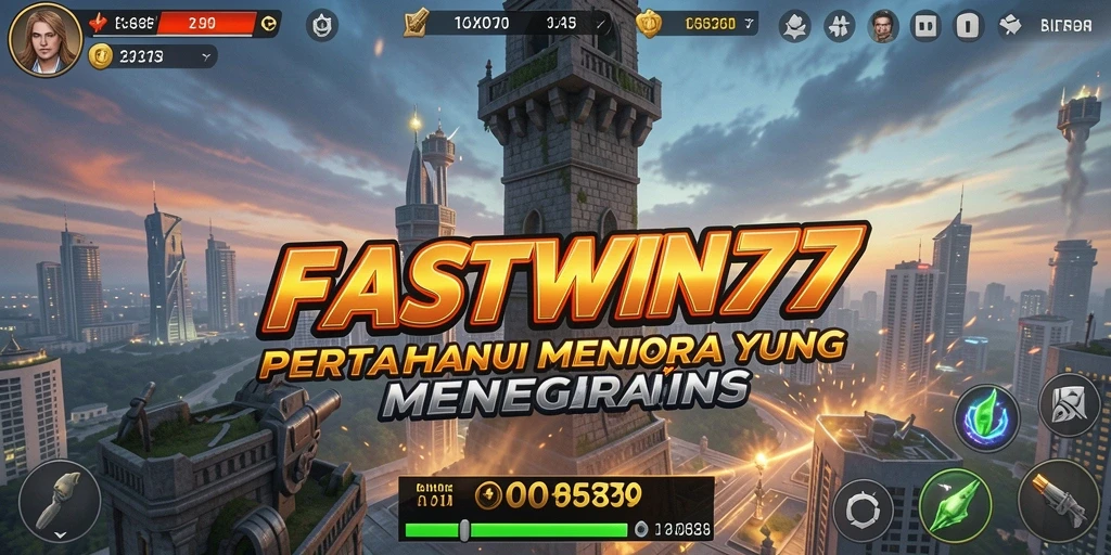Tampilan gameplay FASTWIN77 yang menegangkan di battlefield Tower Defense.