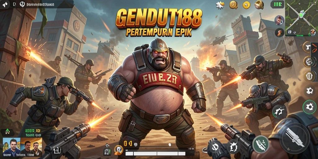 Tampilan gameplay seru GENDUT188 dalam pertempuran Battle Royale.