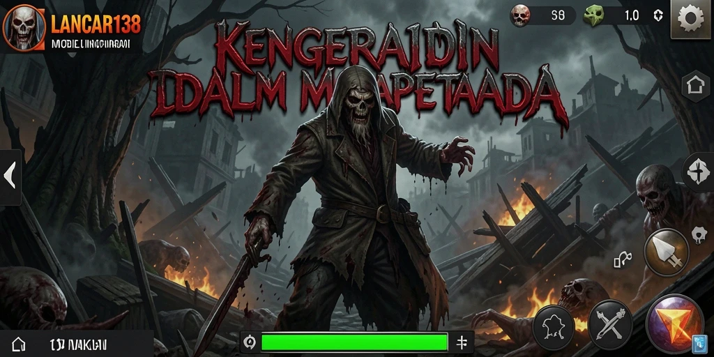 Tampilan gameplay menegangkan dalam LANCAR138 dengan makhluk menyeramkan.