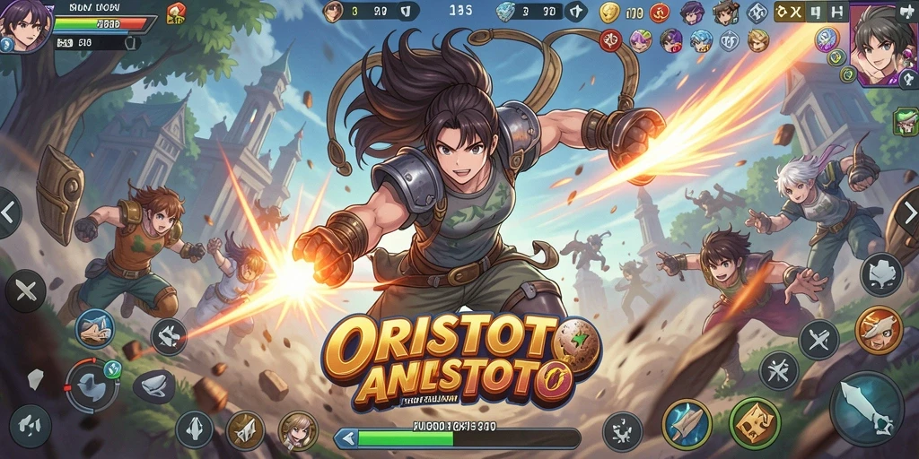 Tampilan gameplay ORISTOTO yang penuh aksi dan petualangan anime.