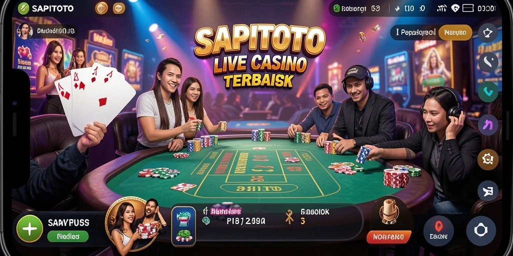 Tampilan gameplay seru SAPITOTO dengan dealer live yang profesional.