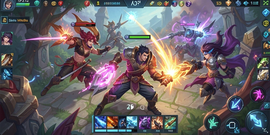 Tangkapan layar menampilkan aksi seru dalam game MOBA SP212.
